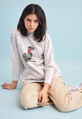 90'S RETRO ATHLEISURE ANIMAL PRINT NEUTRAL SWEATSHIRT JUMPER