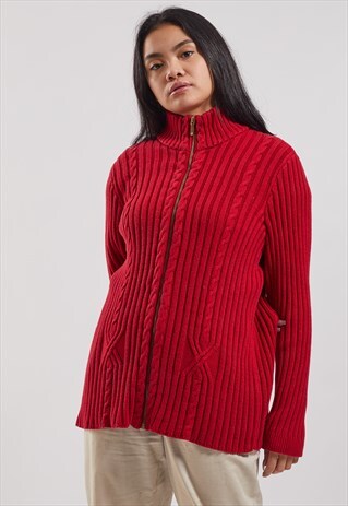 VINTAGE CHAPS KNITTED ZIP-UP JUMPER