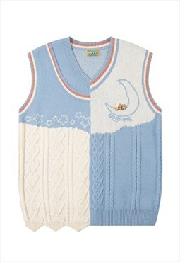 Rainbow sleeveless sweater color block knitwear gilet jumper