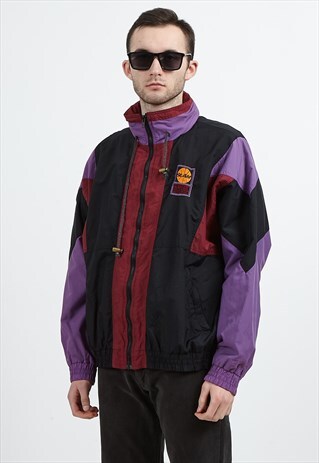 VINTAGE BLACK RED PURPLE CONVERSE WINDBREAKER JACKET