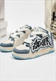 GRAFFITI PATCH SNEAKERS LETTER APPLIQUE CHUNKY SKATER SHOES