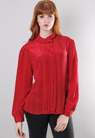 VINTAGE 80S DVF TEXTURED PLEAT BLOUSE