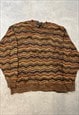 VINTAGE KNITTED JUMPER ABSTRACT PATTERNED KNIT SWEATER