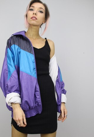 VINTAGE 80S/90S OVERSIZED COLOURFUL SHELL SUIT JACKET