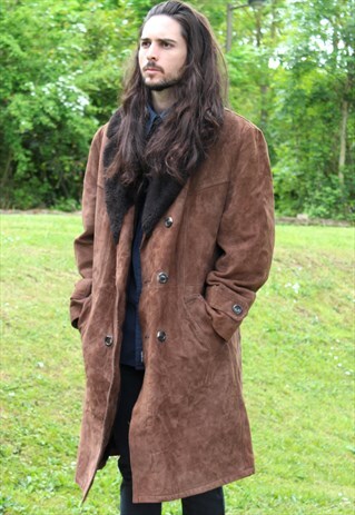 VINTAGE 90S SHEEPSKIN JACKET COAT - XXL - BRITISH
