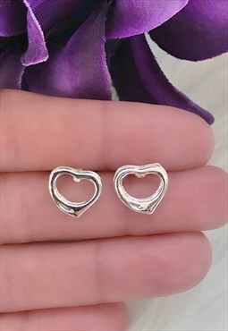 925 Silver Heart Stud Earrings