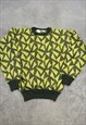 VINTAGE KNITTED JUMPER ABSTRACT PATTERNED KNIT SWEATER