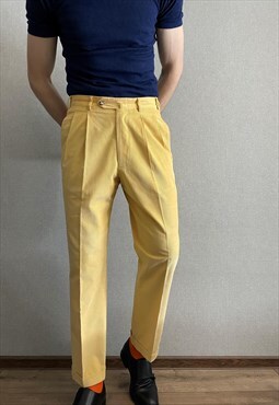 Mens INCOTEX Yellow Velvet Trousers Size 48