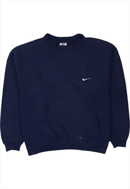 Vintage 90's Nike Sweatshirt Swoosh Crew Neck Navy Blue