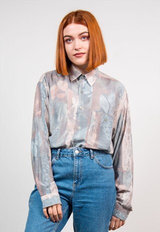 VINTAGE 90'S PASTEL PATTERNED LONG SLEEVE SHIRT