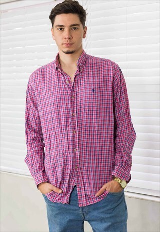 VINTAGE RALPH LAUREN LONG SLEEVE SHIRT LOGO 90S L 7.8