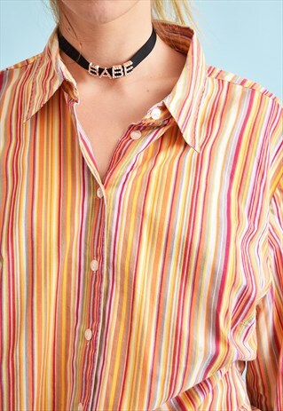 Y2K RETRO FESTIVAL STRIPED OVERSIZED SHIRT TOP