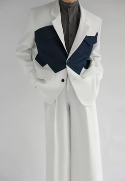 Men's design white denim patchwork suit set SS24 Vol.1