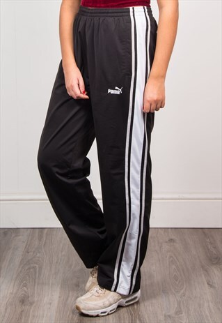 PUMA VINTAGE 90'S BLACK TRACKSUIT BOTTOMS TROUSERS