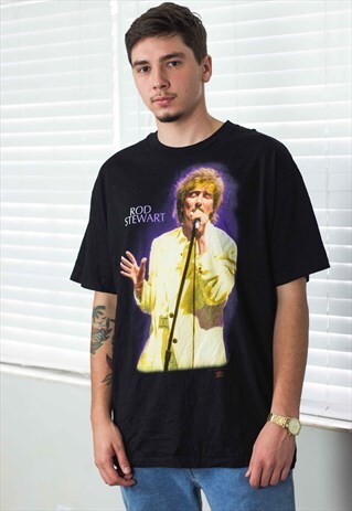 VINTAGE ROD STEWART ROCK T-SHIRT 90S XL 9.3
