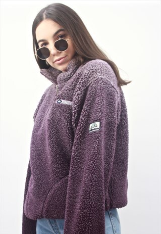 90'S RARE RETRO PURPLE TEDDY OMBRE 1/4 ZIP FLEECE