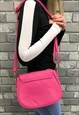 PINK FAUX LEATHER CHAIN DETAIL CROSS BODY BAG
