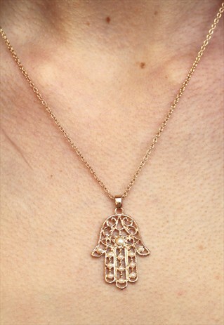 VINTAGE INSPIRED GOLD COLOURED HAMSA HAND NECKLACE