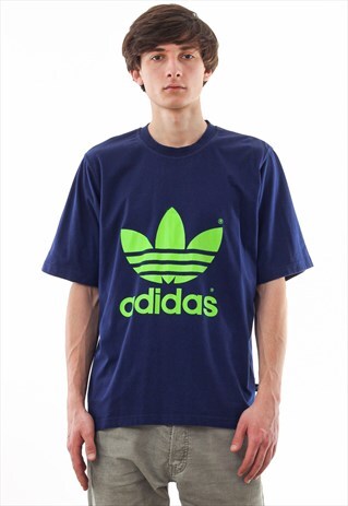 VINTAGE ADIDAS ORIGINALS TEE 90S NAVY BLUE BIG LOGO
