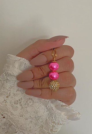 PINK AND GOLD SWAROVSKI CRYSTAL AND PEARL NECKLACE