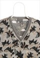 DESCENTE 90'S V NECK COOGI STYLE KNITTED JUMPER / SWEATER ME