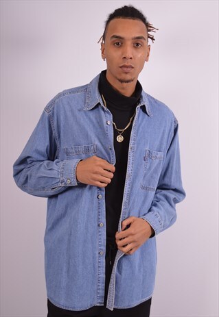 LEVI'S MENS VINTAGE DENIM SHIRT LARGE BLUE 90S