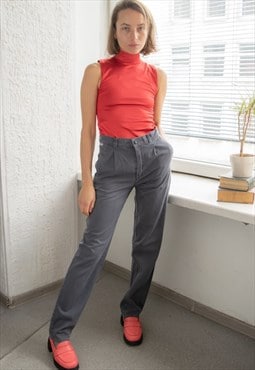 Vintage 80's Grey Straight Cotton Trousers