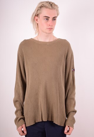 POLO RALPH LAUREN MENS VINTAGE JUMPER SWEATER XXL KHAKI 90S