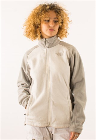 VINTAGE WHITE GREY THE NORTH FACE FUILL ZIP FLEECE