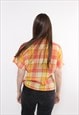 90S ORANGE PLAID BLOUSE VINTAGE SHORT SLEEVE SUMMER CROP TOP