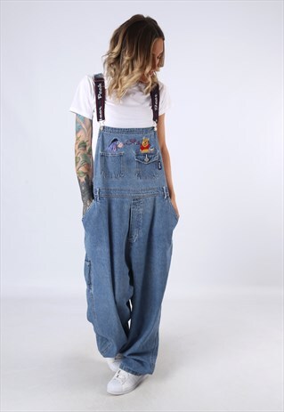 DENIM DUNGAREES POOH WIDE TAPERED TALL LENGTH UK 22 (CEB)