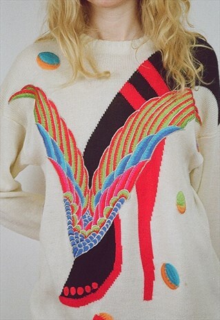 1980S RARE VINTAGE KANSAI YAMAMOTO EMBROIDERED JUMPER