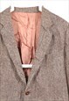 VINTAGE 90'S HARRIS TWEED BLAZER TWEED WOOL JACKET BROWN