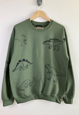 Mega dinosaur sweatshirt- Olive green - unisex fit