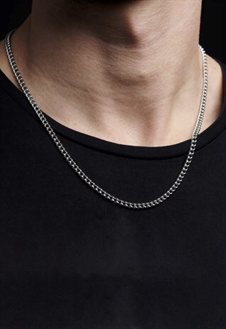 54 FLORAL 4MM 30" CURB NECKLACE CHAIN - SILVER