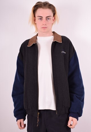 TOMMY HILFIGER MENS VINTAGE HARRINGTON JACKET LARGE BLACK 90