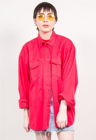 VINTAGE 90'S RED DENIM OVERSIZED SHIRT