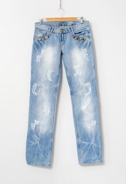 Just Cavalli low waist jeans embellished distressed denim