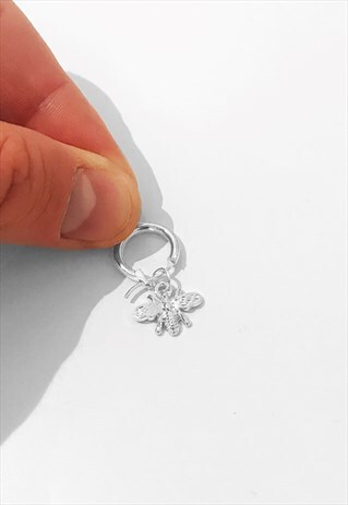 MANCHESTER BEE INSECT HOOP EARRING - SILVER