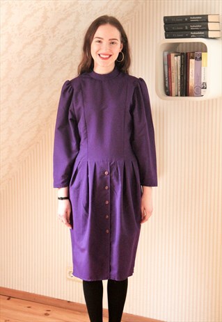 BRIGHT PURPLE HIGH NECK DRESS