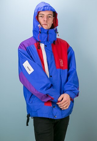 VINTAGE 90S MULTICOLOUR SKI COAT MPC RECCO BLUE, RED & WHITE