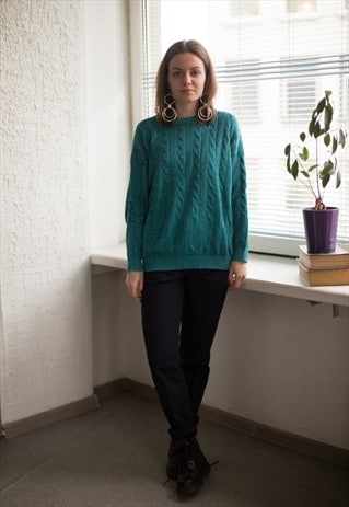 VINTAGE 80'S TURQUOISE MINIMAL JUMPER