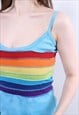 Y2K EXPOSED SEAM RAINBOW TANK TOP, VINTAGE 2000S COTTON TOP 