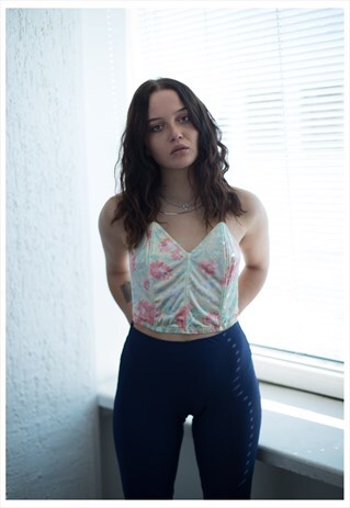 VINTAGE 80'S PASTEL FLOWER PRINT CORSET