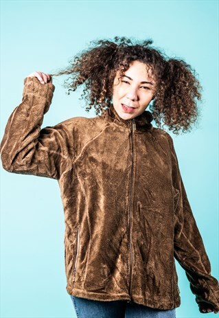 VINTAGE FLEECE IN BROWN WITH A ZIP