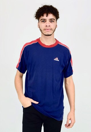 VINTAGE 90'S ADIDAS BLUE AND RED T-SHIRT