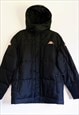 Unisex Vintage 90s Kappa Black Puffer Coat Jacket with Hood