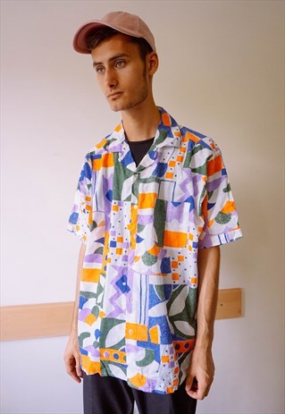 VINTAGE ABSTRACT PATTERNED COLORFUL SHIRT
