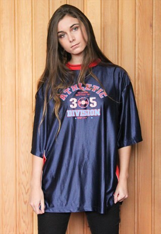 VINTAGE 1990S NAVY BLUE SPORTS T-SHIRT