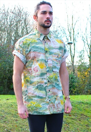 VINTAGE 80S HAWAIIAN USA SHIRT - MEDIUM - COCKTAIL